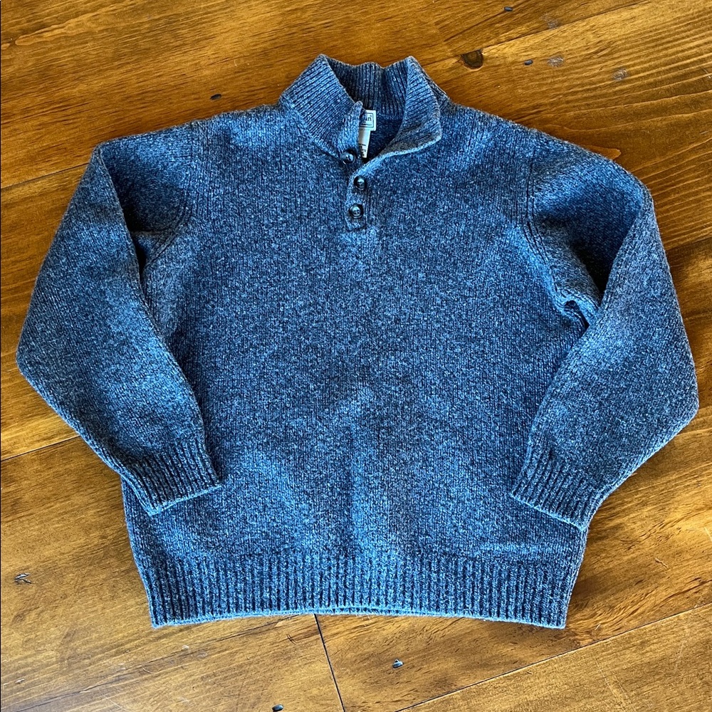 LL Bean Vintage 100% Lambswool Gray Sweater, Henley Sz XL-REG